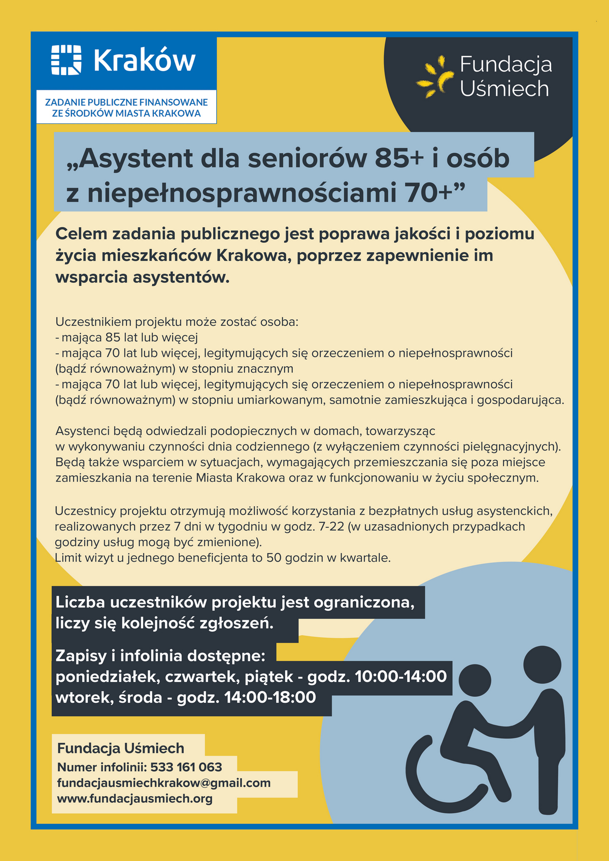 Asystent seniorów 85+ i osób z niepełnosprawnościami 70+