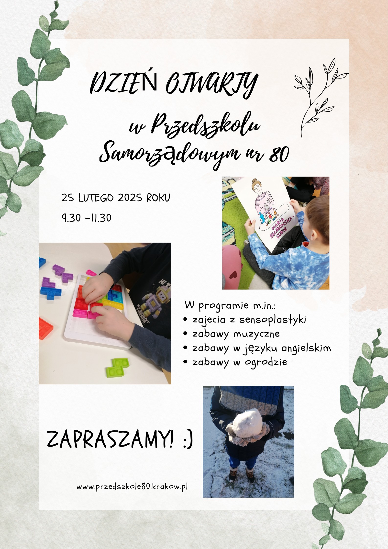 Ulotka: Dzień otwarty w Przedszkolu nr 80