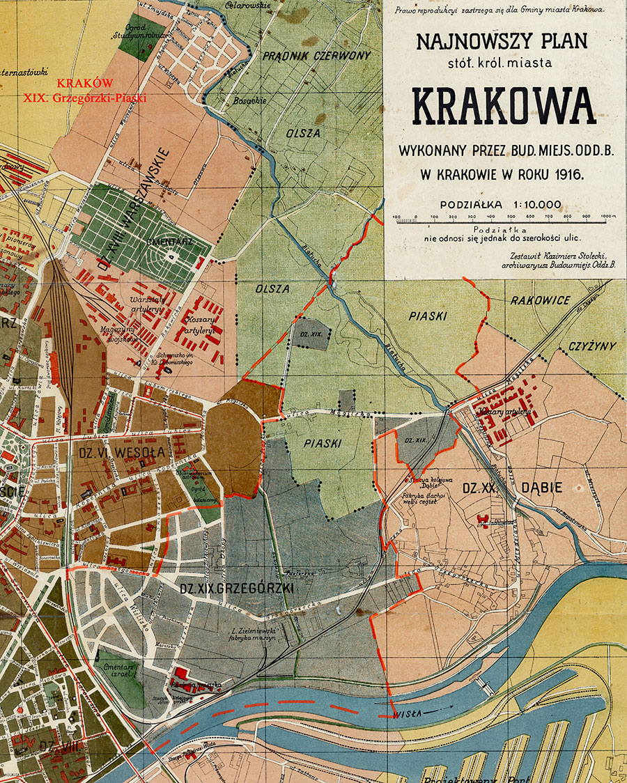 Plan Krakowa z roku 1916 - źródło Wikipedia